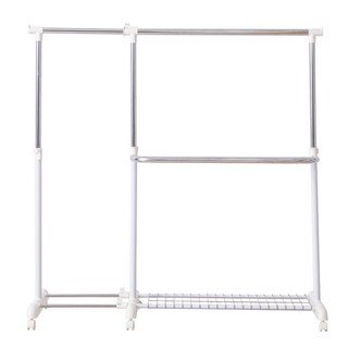 拜爾家居日系多功能 MIT台灣製造 附滾輪 曬衣架 晾衣架 升降衣架 伸縮晾衣架 衣架 俐落黑 高度 80~169 cm 寬度 99~165 cm