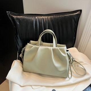 褶皺手提包 雲朵包 簡約斜挎包, 綠色