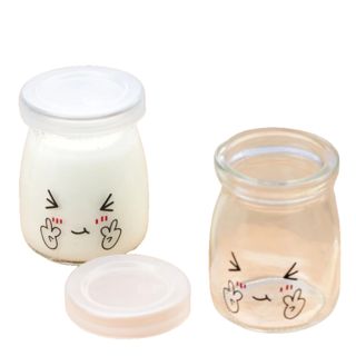 요거트병 푸딩병 잼병 유리자 꿀병 꿀단지 미니 유리병 우유병 작은 유리병 요거트, 4개, 102ml