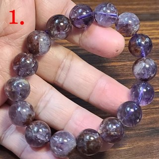 紫幽靈紫鈦晶幽靈水晶手鍊手環手珠，12.8-13.2mm天然水晶玉石，提升氣質與好運