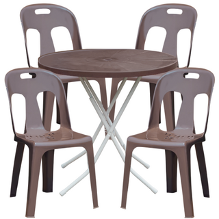 플라스틱 갈색 등받이의자 원형 테이블 세트 포차 포장마차 탁자 편의점 야외 행사 학교, 상세페이지 참조