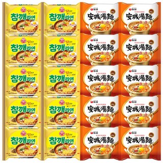 농심 안성탕면 10개 + 오뚜기 참깨라면 10개, 20개