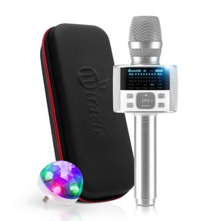 미라클엠 무선 블루투스 마이크 화이트 + 파우치 + 미러볼 세트, Miracle M100