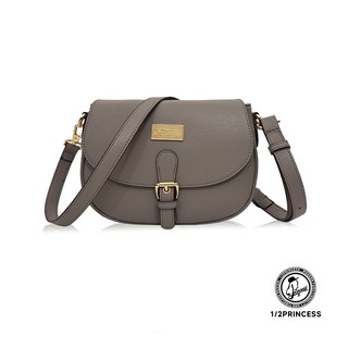 1/2princess素食皮革經典mini馬鞍包A2733-1，迷你肩背包，多色可選，時尚百搭, 灰奶