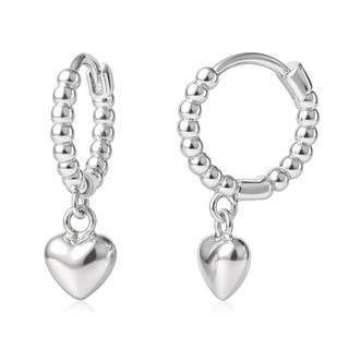 ARIN 실버925 미니 하트 볼 드롭 원터치 귀걸이 AOM004