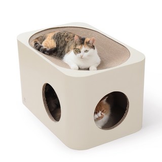 팡팟 미우하우스 고양이 숨숨집 초대형 스크래쳐, 1개, 베이지