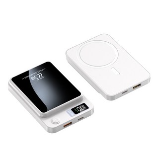 MagSafe新款 無線磁吸行動電源 22.5W快充 20000mAh超薄小巧行動電源, 白色【22.5W有線充+15W無線充】