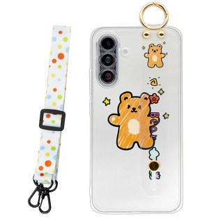 폰플리 캐릭터 투명 목걸이 휴대폰 케이스