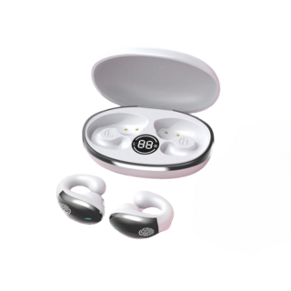臺灣出貨 骨傳導 藍牙耳機 超長續航 藍牙耳機 男女款運動通用藍牙耳機女款 藍牙耳機 無線 藍牙 耳機 無線 降噪, 白色【久帶不痛】萬元音質,加強升級II【藍牙6.0芯片】, top