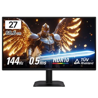 알파스캔 AOC 27E40L 27인치 게이밍 보더리스 144Hz IPS 원형편광 AI HDR 무결점 가성비 듀얼 서브 모니터, 27E40L/G, 68.6cm