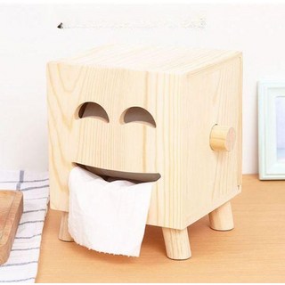 귀여운 스마일 원목 북유럽 현관 티슈 원룸 인테리어, 1개, 내추럴우드 롤 휴지통 스타일 A