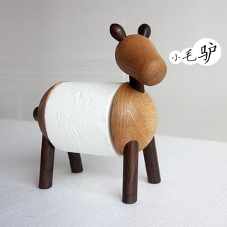 북유럽 엔틱 우드 티슈케이스 휴지 행운의 빈티지 호두나무 말 케이스 휴지걸이, 당나귀, 1개