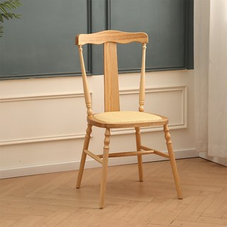 餐椅 休閒椅 餐桌椅 家用靠背椅, 1個, 皇冠椅 原木色 真藤座包