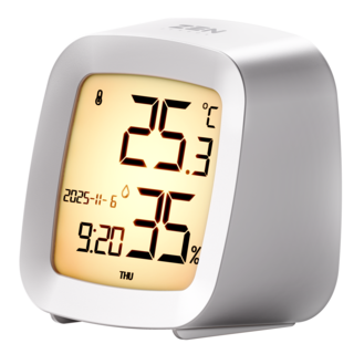 젠박스 디지털 온습도계 날짜 시계 알람기능 탁상형, 화이트, 1개