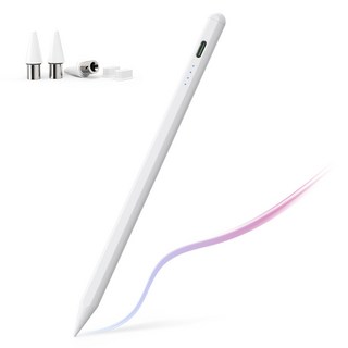 JAMJAKE 정전식 스타일러스 스마트 터치펜 아이패드 & 스마트폰 99% 기종 자석 부착 + 정전기 방지 장갑 Q77, 1개, 화이트