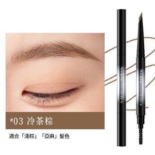 極細眉筆 霧眉筆 雙頭眉刷 旋轉設計 防水防汗, 06. 眉筆 AMG砍刀款#03冷茶棕, 1個