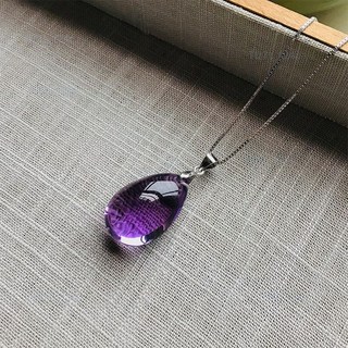 樂購精選 紫水晶水滴項鍊 女款紫晶925純銀項鍊 宝石吊墜 七夕情人節禮物