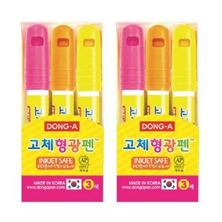 동아연필 고체형광펜세트 원형, 3색, 2개