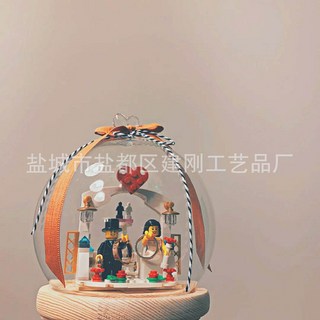 下單暴富 創意植物微景觀永生花 禮品生態瓶 愛心圓球形玻璃罩家居禮物專用, 深木底直徑10cm口徑8cm