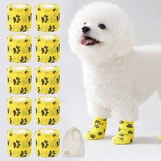 무드그라운드 반려동물 자가점착 붕대 신발, 1개, 옐로우
