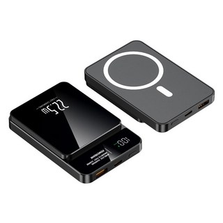 JOYOCHO 보조배터리 초슬림 초경량 20000mAh 초경량 슈퍼 급속충전22.5W 휴대용 MacSafe 보조 배터리, 블랙, A77