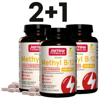 Jarrowods VitaminB12 메틸코발라민 1000mcg 100츄어블 레몬맛 3통, 100정, 3개