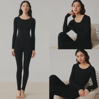 NY20 허리부분이 5cm높아 복부를 따뜻하게 해주는 소프트 40수 순면 극세기모 여성 내복 상하의 세트