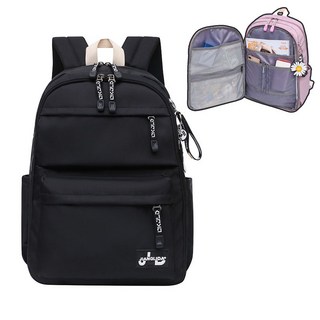 台灣現貨 韓版休閒多格層書包 防潑水後背包 兒童書包 小學生書包 減壓 國小高年級 中學生, B84-側開黑色