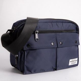 男用雙開口牛津布單肩斜背包 側背包 斜背包 輕量防潑水斜背包, 藍色(大)