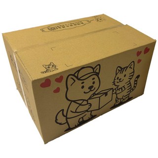 B楞(浪) 三層瓦楞紙箱 堅固耐用, 彩繪毛孩版面, 20個