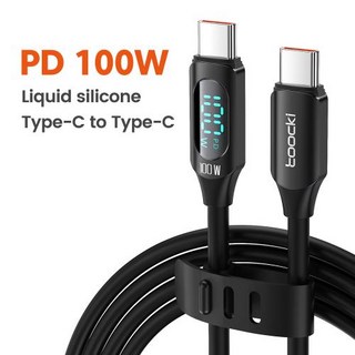 Toocki 100w 케이블 USB C to Type C PD 케이블 6A 고속 충전 디지털 디스플레이 데이터 전송 와이어 iPhone 15 Pro Max Xiaomi Oneplu, 1개