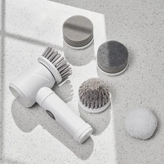 多功能無線電動清潔刷組，含多種刷頭，輕鬆清潔廚房浴室客廳, 白色, 1個