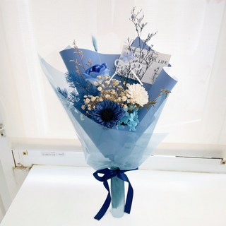 藍白色系乾燥花束：生日/情人節/畢業/母親節/見面禮