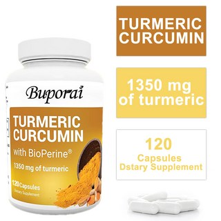 바이오페린 95% 쿠르쿠미노이드가 함유된 강황 쿠르쿠민 - 뇌 심장 및 관절 건강을 위한 강황 쿠르쿠민 보충제 - 항염증 보충제 - 강황 및 검은 후추, 3개, 120정