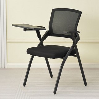 Shark家具 折疊培訓椅 帶桌板 辦公椅 會議椅 寫字板 桌椅一體, 黑色單椅+寫字板 4把價格,外貿質量