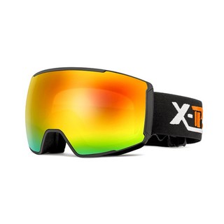 潛鯨 滑雪吸磁雪鏡 雙曲球面滑雪面鏡 單雙板通用, 1個, 晚霞紅