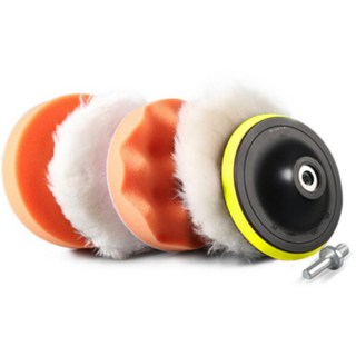 電鑽打蠟棉組 拋光海綿 洗車打蠟機海綿 電動打蠟拋光盤, 3英寸7件套【M10 圓柄+六角柄】