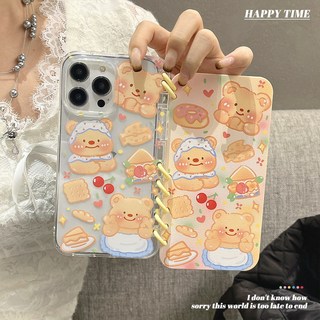 適用果粉16pro創意支架保護套可愛小熊iphone15翻蓋書本手機殼14