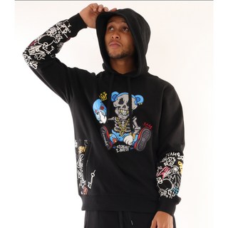[스크린샷] H1165 - 정품 미국 스트릿 패션 브랜드 / 트랜디 페이스 오프 해골 플리스 후디 / 오버핏 빅사이즈