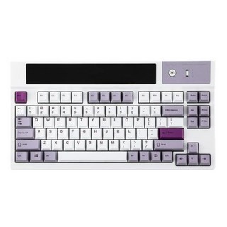 EPOMAKER DynaTab 75X 75 컴팩트 Bluetooth2.4GType-C 핫스왑 기계식 키보드맞춤형 도트 매트릭스 RGB LED 스크린 포함, Epo Wisteria Linear, 13)Purple White-ANSI, 없음