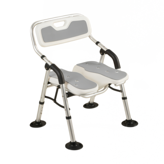 THE JOY立體凹槽洗澡椅，加大加寬座椅，防滑扶手，可折疊收納，加厚鋁合金材質, 白色