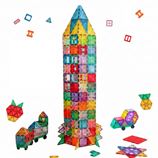 맥킹덤 맥타일즈 자석 블럭 교구 타일 유아 어린이 장난감, 혼합색상, 200피스