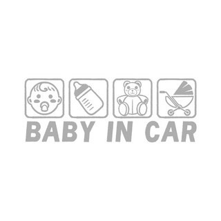 BABY IN CAR 汽車貼紙 反光貼紙 透明底貼紙，可愛寶寶圖案，反光安全警示，透明底不影響車身, 21, 1個
