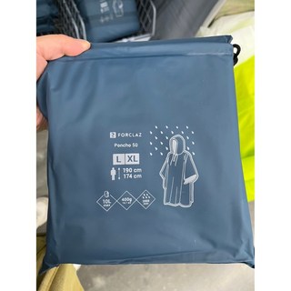 迪卡儂防水斗篷雨衣 成人款登山健行釣魚雨衣 輕便防水, 1個, 淺藍10L (L/XL)