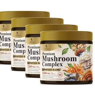 네이쳐뉴트리션 버섯 복합 파우더 라이온즈메인 동충하초 영지 차가 터키테일 Nature's Nutrition Mushroom Powder, 4개, 132g