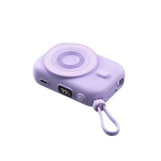 HANG PDC 10000mAh 大容量 磁吸自帶線行動電源, 紫色