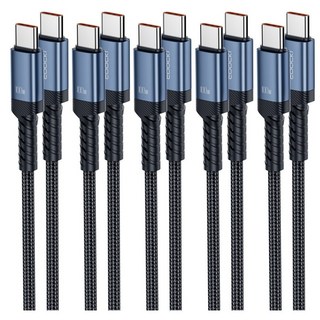 Toocki 단선 방지 E Marker 칩 PD100W C to C 타입 초고속 메탈 충전 케이블, 불루, 5개, 1m