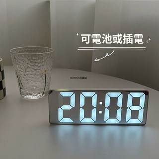 簡約LED聲控數字時鐘 LED 電子鬧鐘 時鐘小鬧鐘 數字時鐘 聲控 溫度鐘 電子鐘 鬧鐘 時鐘, 黑色,【送7號電池*3 +數據線】