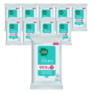그린핑거 손소독 물티슈 휴대형, 20개입, 10개