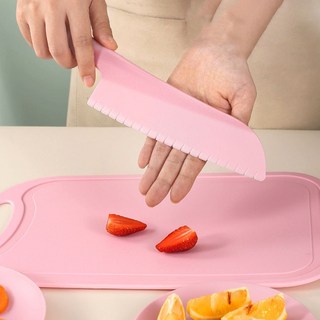 안전인증 유아안전칼 1+1 세트 어린이안전칼 아동안전칼 아동칼 아동요리칼 빵칼 플라스틱칼 아동용안전칼 어린이칼, 핑크, 1세트